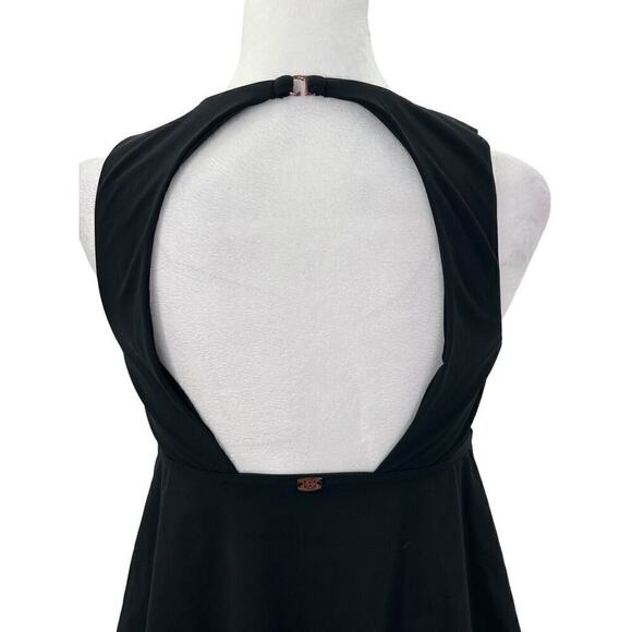 Amoressa Tankini Swim Top Sheer Front Panel Circle Detail Size Medium Black - Picture 4 of 16